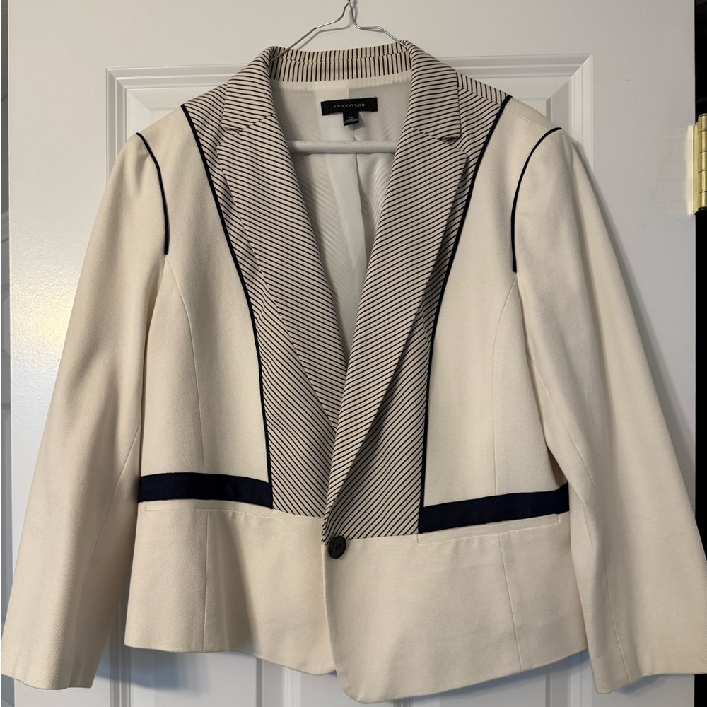 Cream and navy Ann Taylor jacket